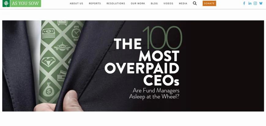 The 100 most overpaid CEO’s - photo of website As You Sow